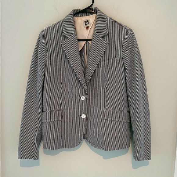 Anne Klein Black and White Pinstripe Blazer Size 12 - Picture 1 of 5